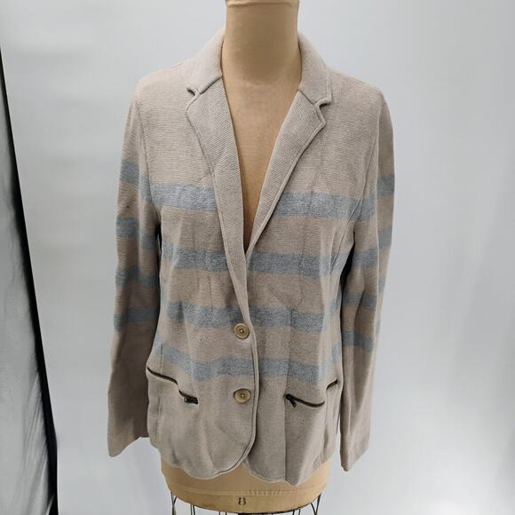 Talbots Beige and Gray Striped Cardigan - Picture 9 of 14